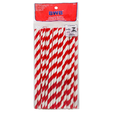 Forma De Chocolate - Canudo De Papel Listrado Vermelho Com 50un BWB9969